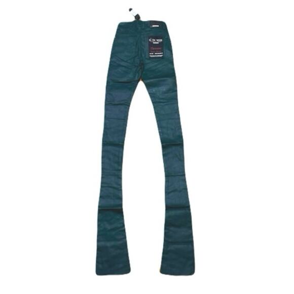 Si Tu Veux Hunter Green Wax Gordon Jeans Superstack Size 40 - Picture 2 of 4